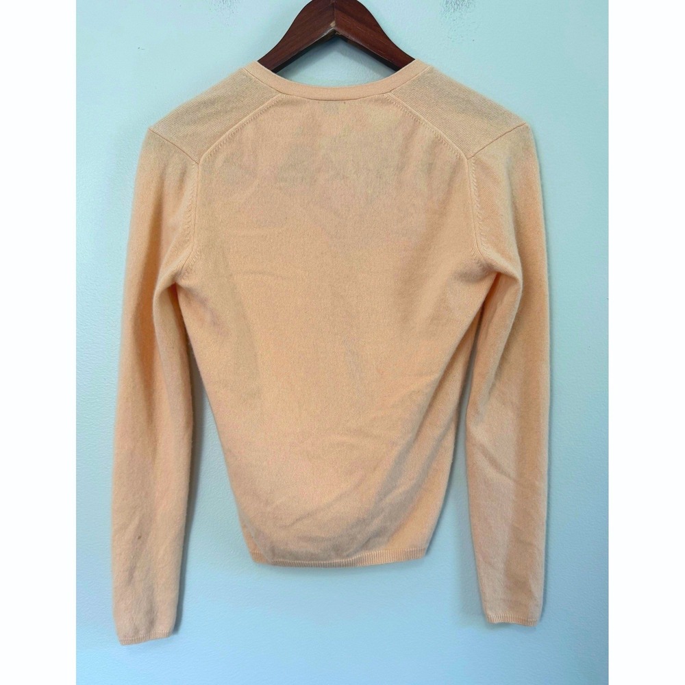 TSE Classic 100% Pure Cashmere Cardigan Sweater Apricot Orange Size Medium - Picture 2 of 7